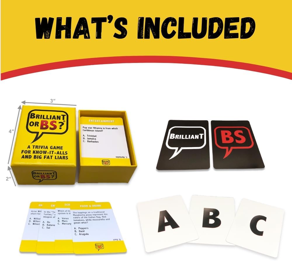 Brilliant or BS?  A Trivia Game for Know-It-Alls and Big Fat Liars  Fun Bluffing Trivia Game for Friends & Family Game Night Brilliant or BS?  A Trivia Game for Know-It-Alls and Big Fat Liars  Fun Bluffing Trivia Game for Friends & Family Game Night